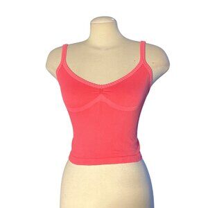 Nux Seamless Ribbed Coral Pink Workout Tank Top Sz Small Pink